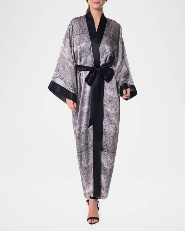 Bardot Lace-Print Silk Rob